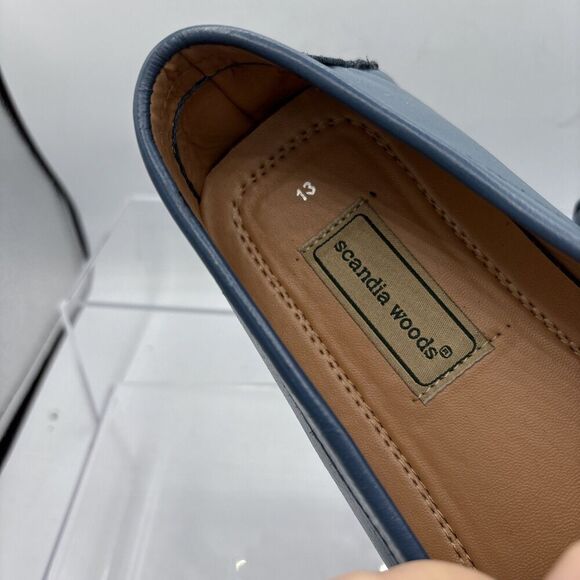 Scandia Woods Mens 13W Blue Leather Mocs Loafers Driving Shoes BOA303 - Picture 4 of 10